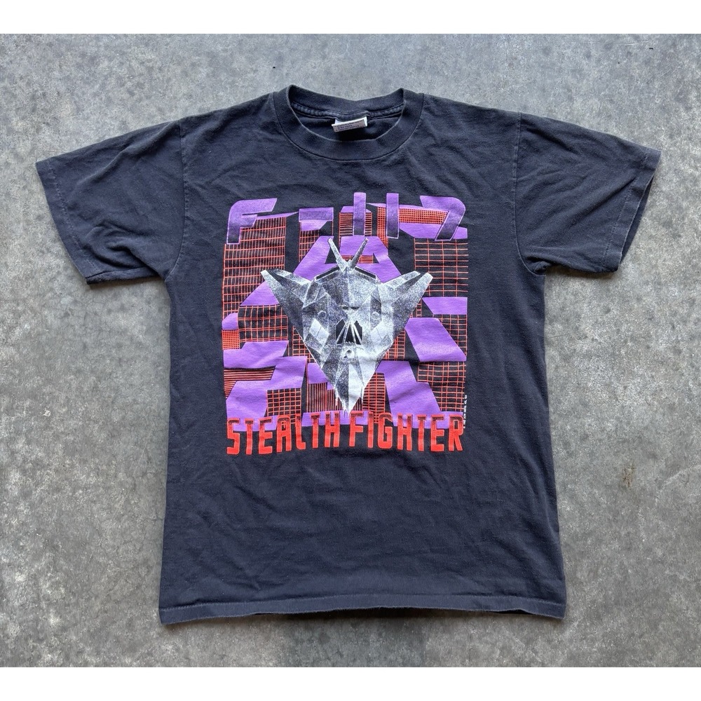 Vintage Alpha Strike Stealth Fighter T-Shirt Medium Black 1992 Single Stitch